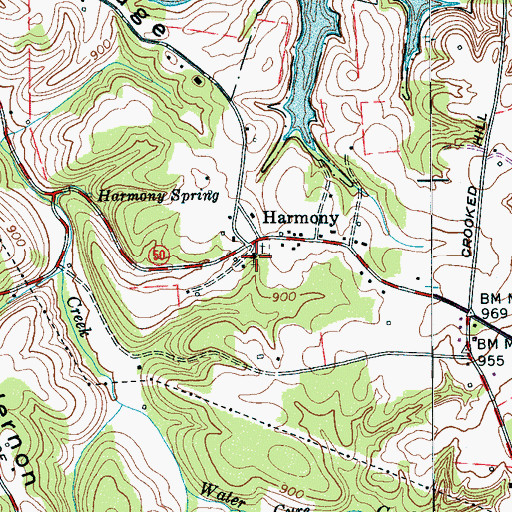Topographic Map of Harmony Cumberland Presbyterian Church, TN