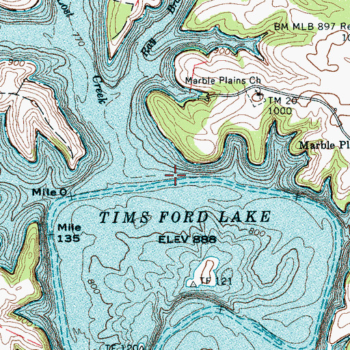 Topographic Map of Parks Mill (historical), TN