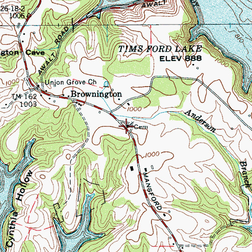 Topographic Map of Browington Church of the Nazarene, TN