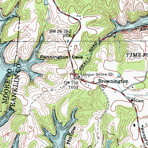 Topographic Map of Union Grove Cemetery, TN