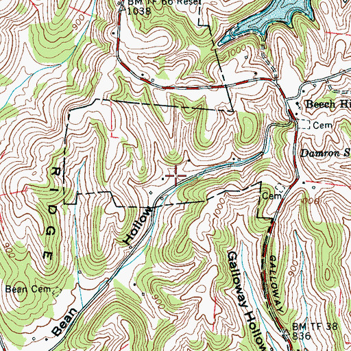 Topographic Map of Hawkersmith Cemetery, TN