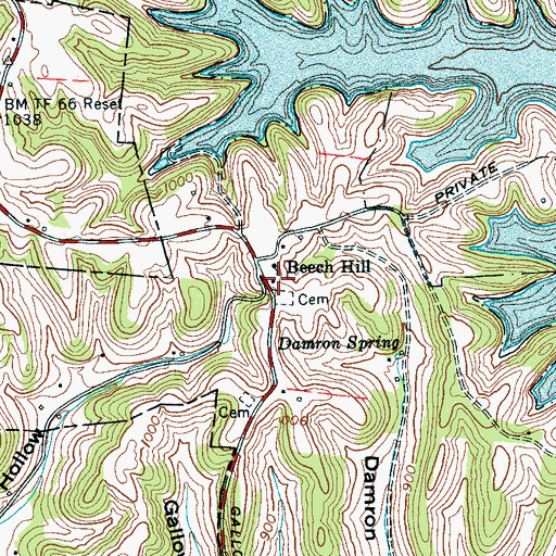 Topographic Map of Beech Hill School (historical), TN