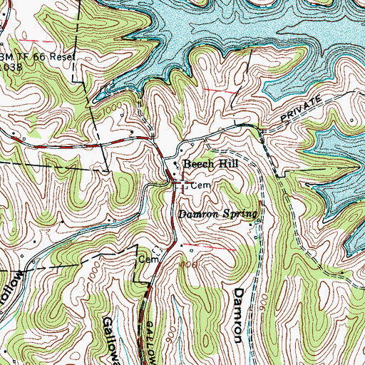 Topographic Map of Beech Hill Cemetery, TN