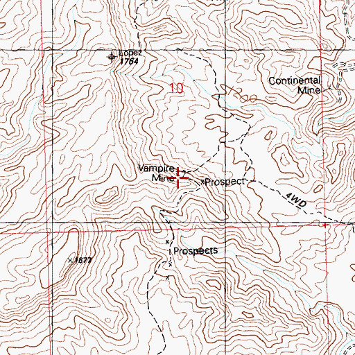 Topographic Map of Vampire Mine, AZ