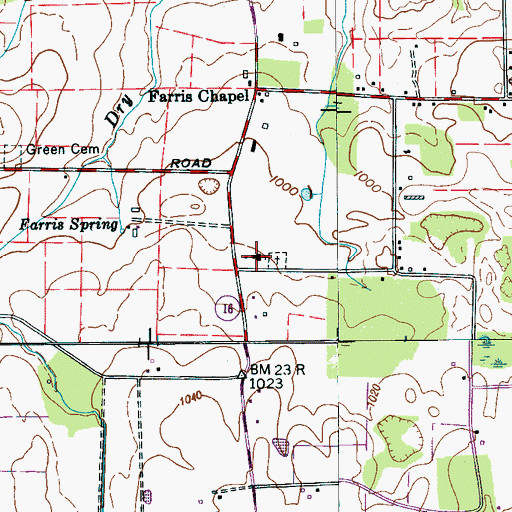 Topographic Map of Farris Chapel United Methodist Church, TN