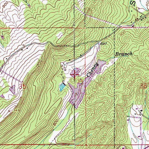 Topographic Map of Doctor Pattons Lower Lake Dam, AL