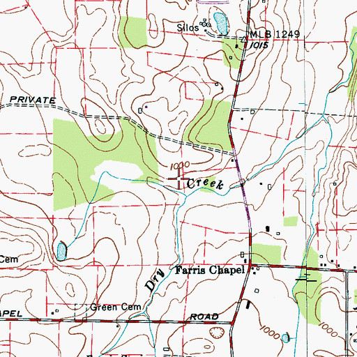 Topographic Map of Lance Cemetery, TN