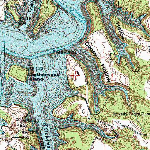 Topographic Map of Macon Cemetery, TN