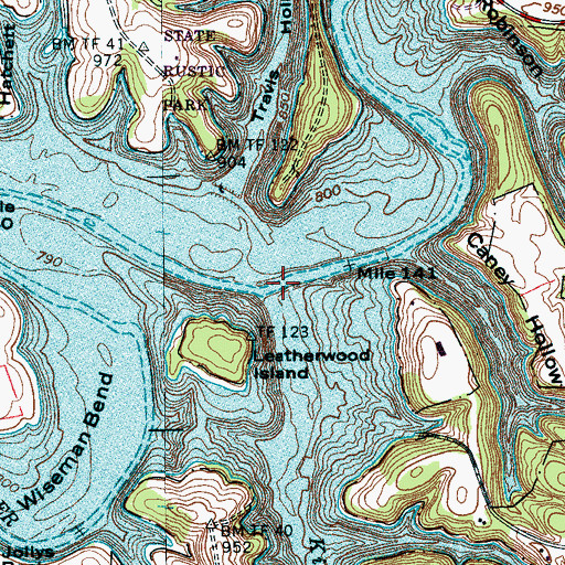 Topographic Map of Old Mansford Bridge (historical), TN