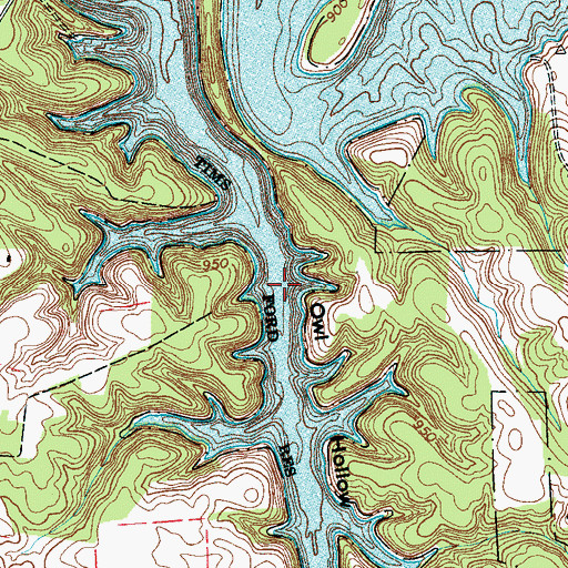 Topographic Map of Owl Hollow Mill (historical), TN
