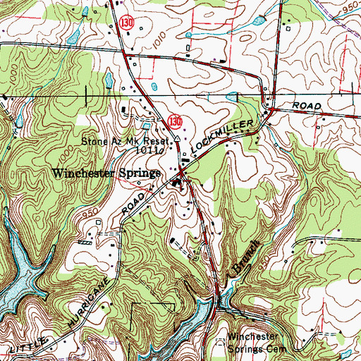 Topographic Map of Winchester Springs School, TN