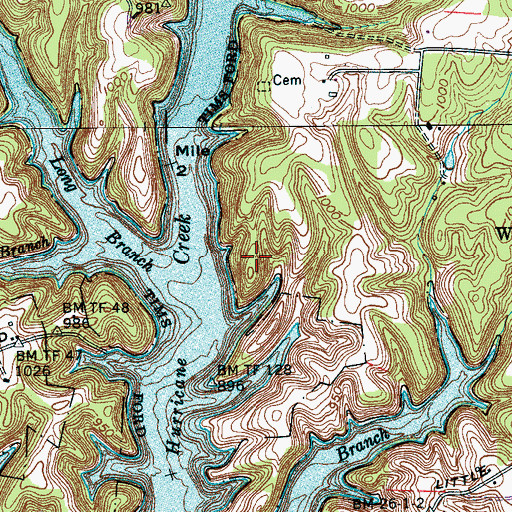 Topographic Map of Poe Cemetery, TN