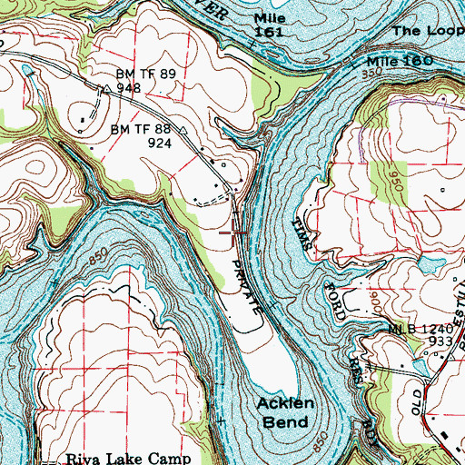 Topographic Map of Acklen Cemetery, TN