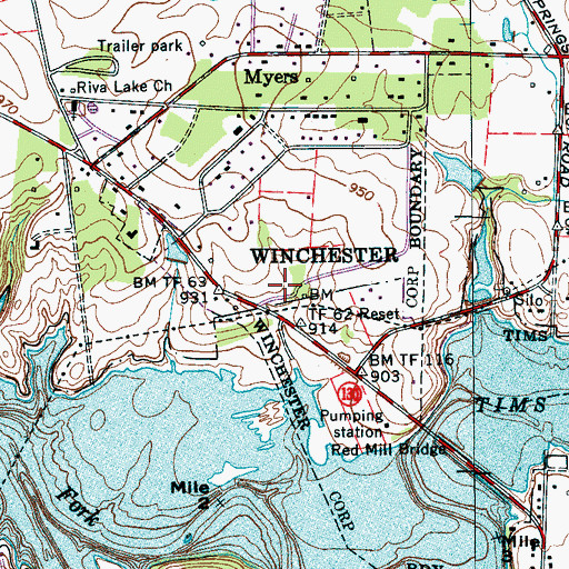 Topographic Map of Finch Cemetery, TN