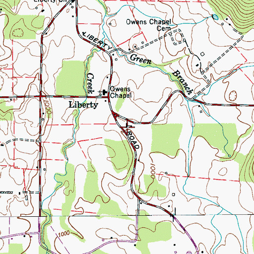 Topographic Map of Liberty School (historical), TN