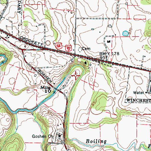 Topographic Map of Francis Cemetery, TN