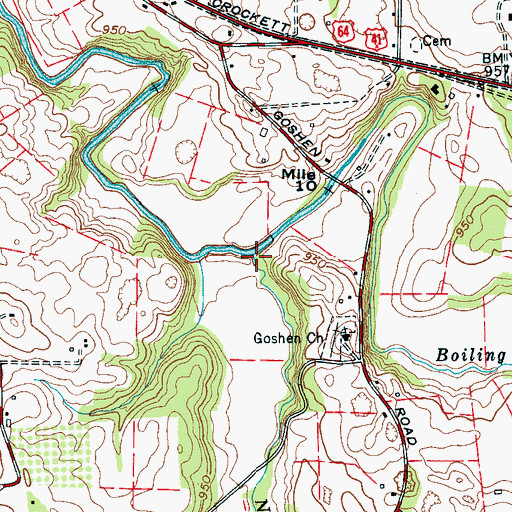 Topographic Map of Brazeltons Mill (historical), TN