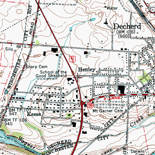 Topographic Map of County Plaza Shopping Center, TN