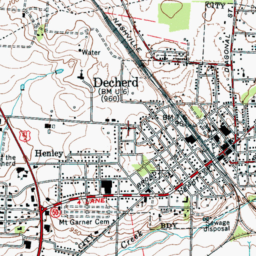 Topographic Map of Decherd Nazarene Church, TN