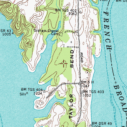 Topographic Map of Banberry Golf and Country Club, TN
