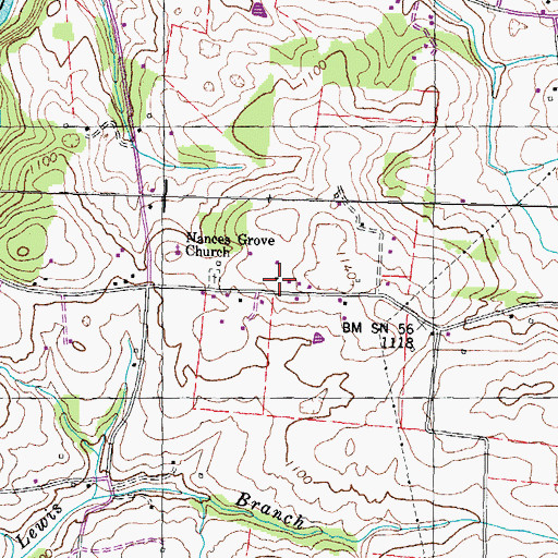 Topographic Map of Bates School (historical), TN