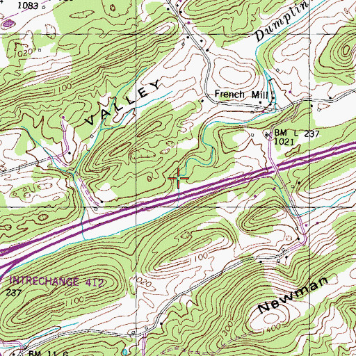 Topographic Map of Carmichael Mill (historical), TN