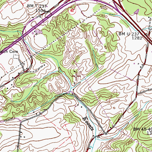Topographic Map of Cedar Ridge School (historical), TN