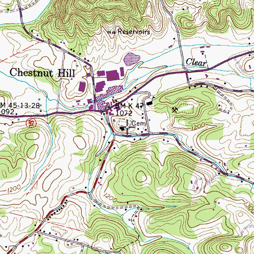 Topographic Map of Chestnut Hill Cemetery, TN
