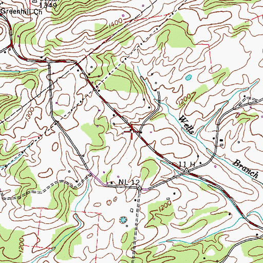 Topographic Map of Cox Store (historical), TN