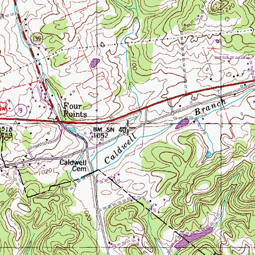 Topographic Map of Cynthiana Church (historical), TN