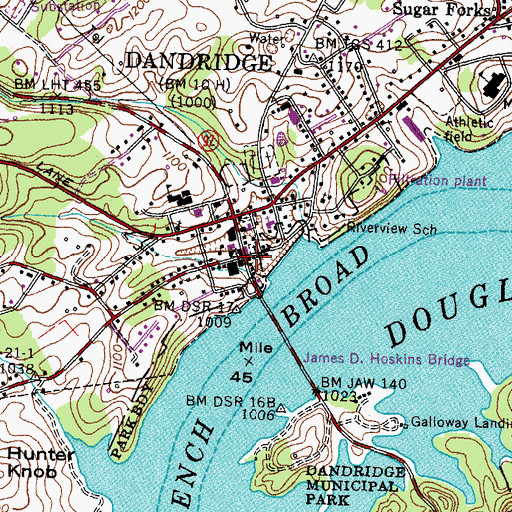 Topographic Map of Dandridge City Hall, TN