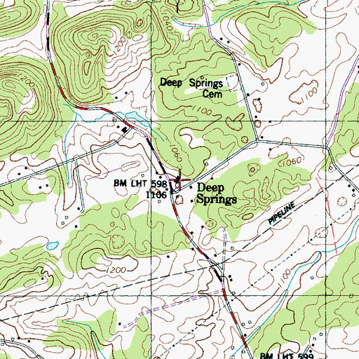 Topographic Map of Deep Springs Baptist Church, TN
