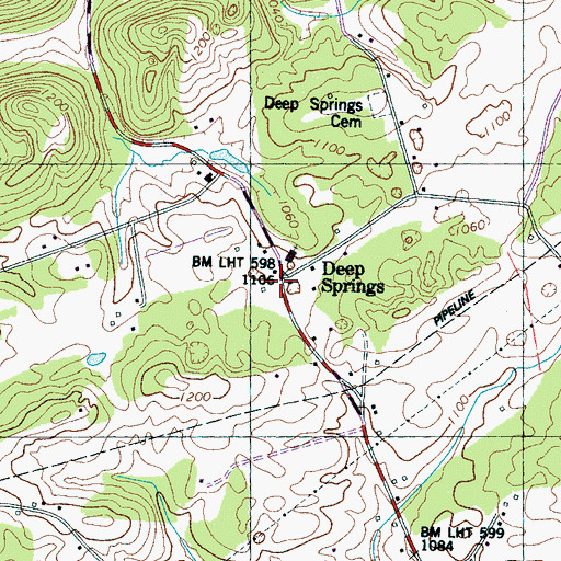 Topographic Map of Deep Springs School (historical), TN