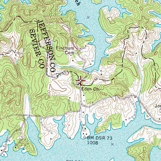 Topographic Map of Eden Cemetery, TN