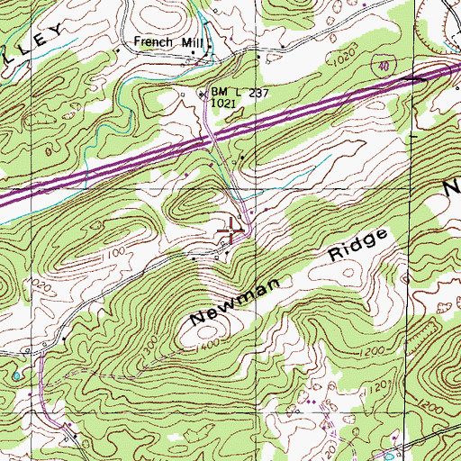 Topographic Map of French Cemetery, TN
