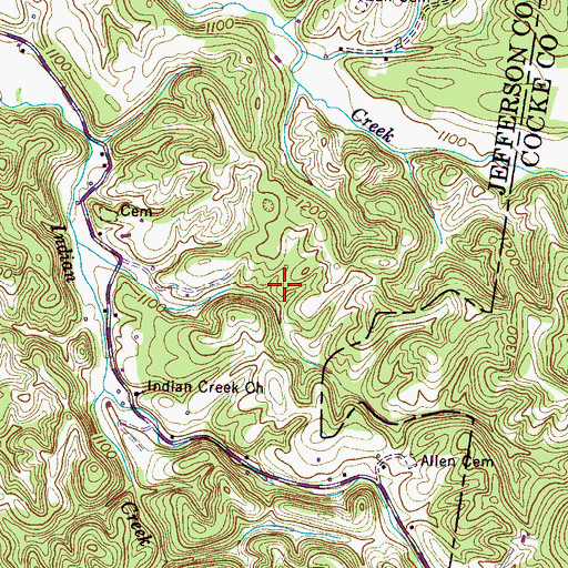 Topographic Map of Garner Cemetery, TN