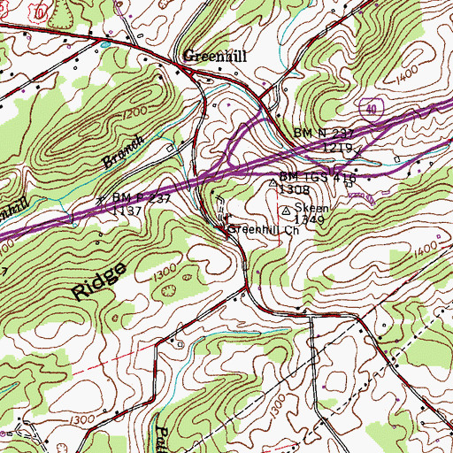 Topographic Map of Greenhill School (historical), TN