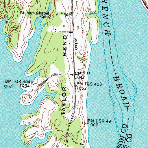 Topographic Map of Halls Corner, TN