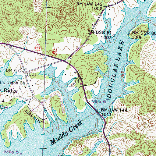 Topographic Map of Hills Chapel (historical), TN