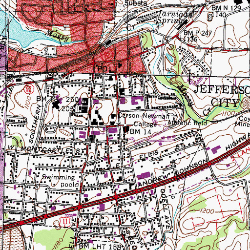 Topographic Map of Holt Fieldhouse, TN