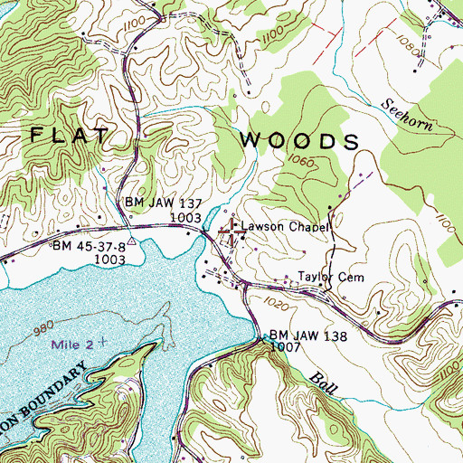 Topographic Map of Lawson Chapel Cemetery, TN