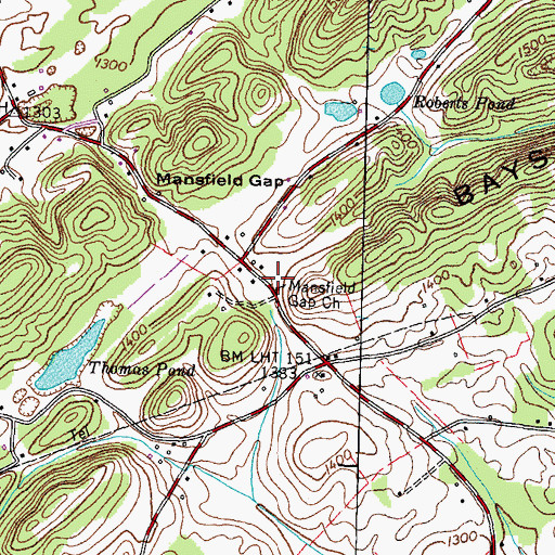 Topographic Map of Mansfield Gap Church, TN