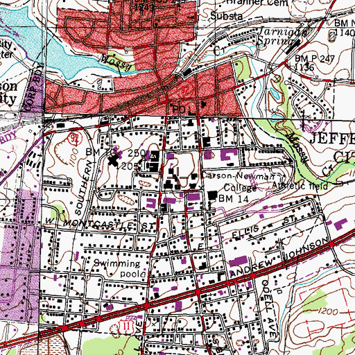 Topographic Map of Maples Library, TN