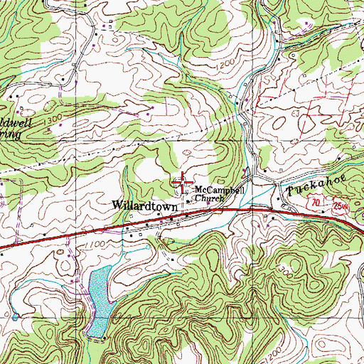 Topographic Map of McCampbells Chapel Cemetery, TN