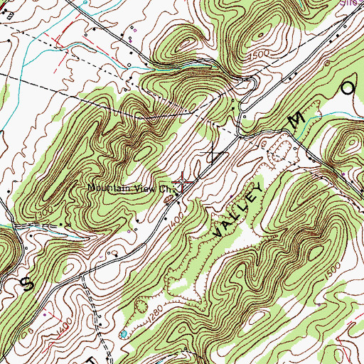 Topographic Map of Mountain View Cemetery, TN