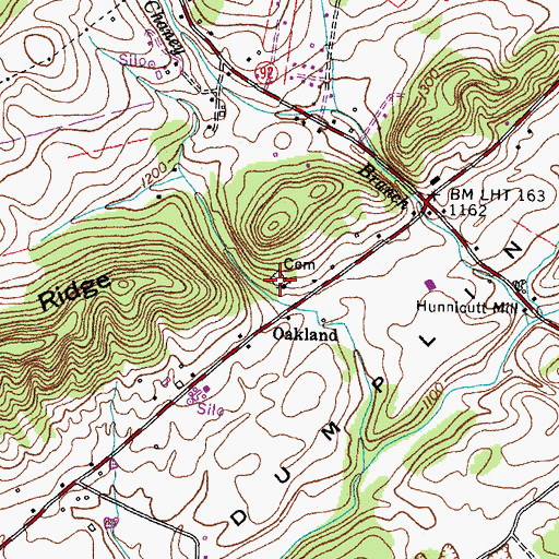 Topographic Map of Oakland Cemetery, TN