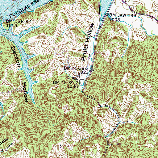 Topographic Map of Old Griffin Cemetery, TN