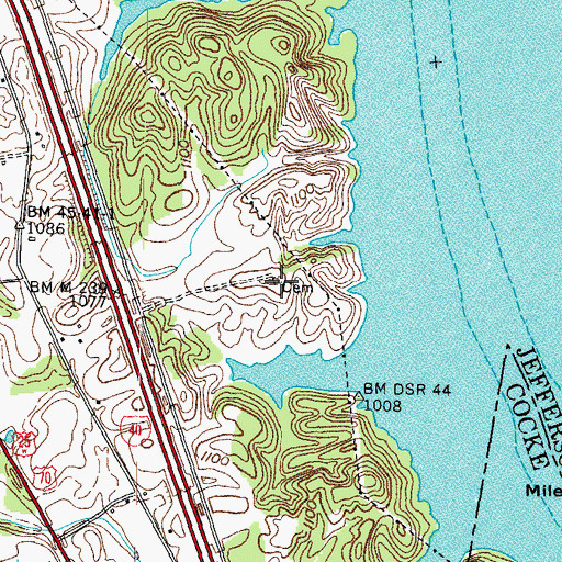 Topographic Map of Old Turnley Cemetery, TN
