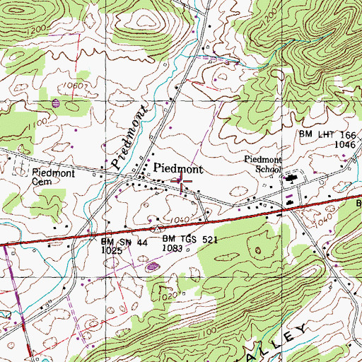 Topographic Map of Piedmont Baptist Church, TN