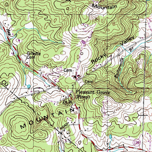 Topographic Map of Pleasant Grove Baptist Church, TN